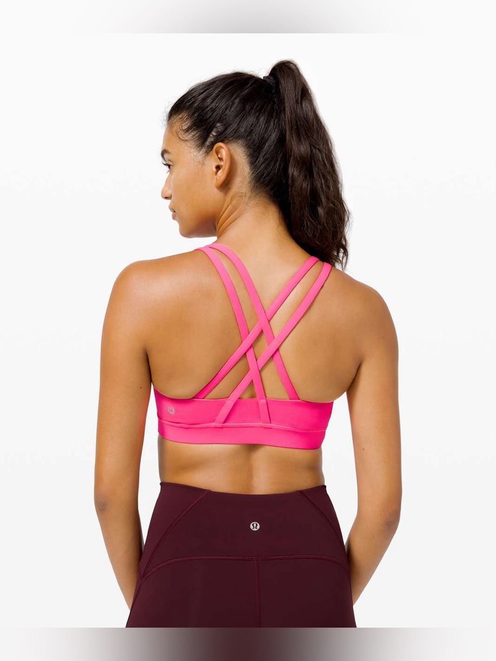 Lululemon Energy Bra, Medium Support, Pink Highlight, Size 10